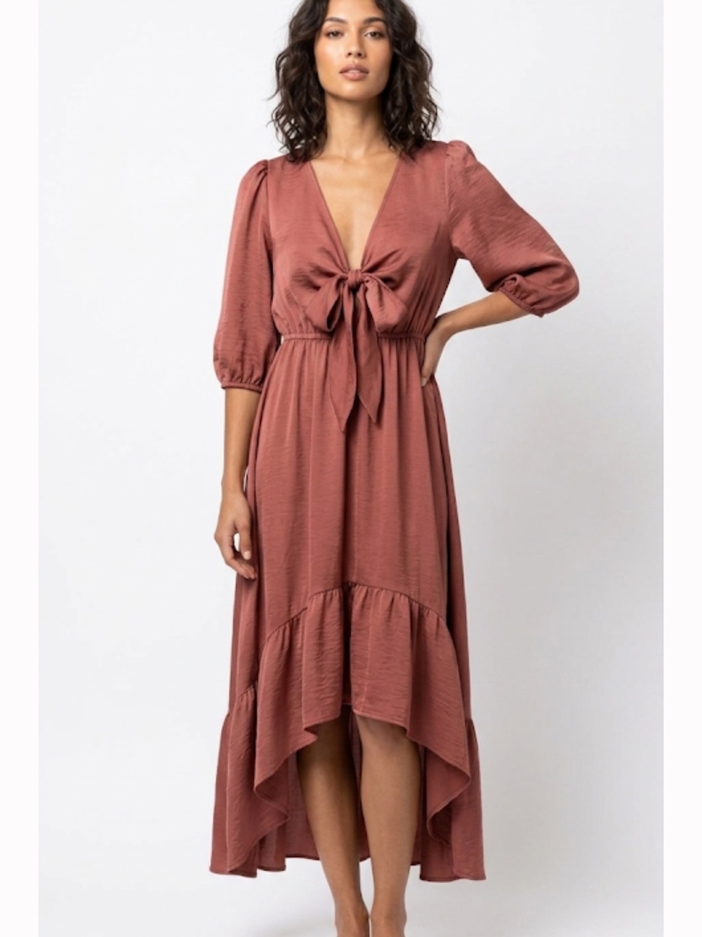 Bae Vely tie front asymmetrical light weight maxi dress size S